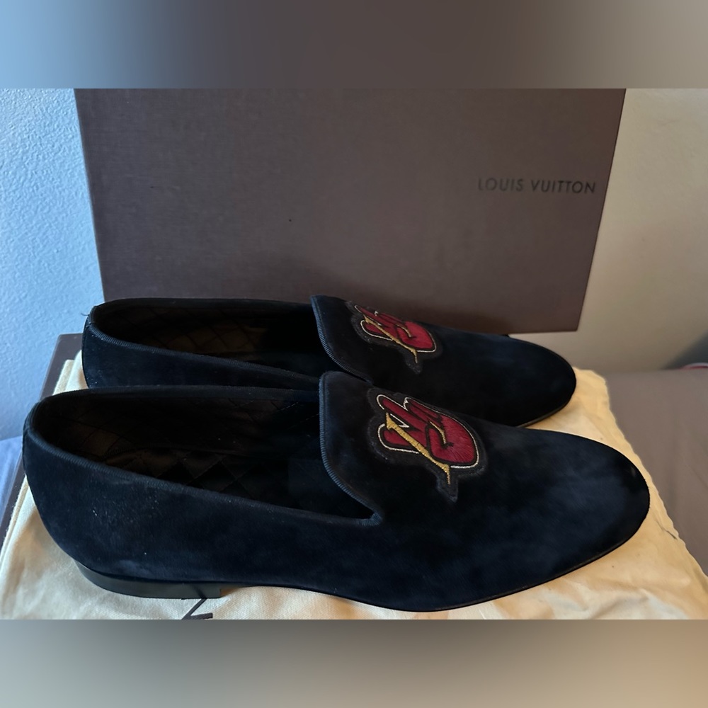 Louis Vuitton Men Shoes Black Suede loafers 9.5UK 10.5US New Never Worn - Picture 2 of 6